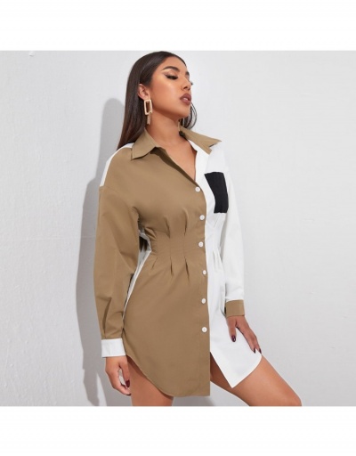 Replica Causal Contrast Color Chiffon Long Sleeve Shirt Long Sleeve Lapel,Turndown Collar #795343 $26.71 USD for Wholesale