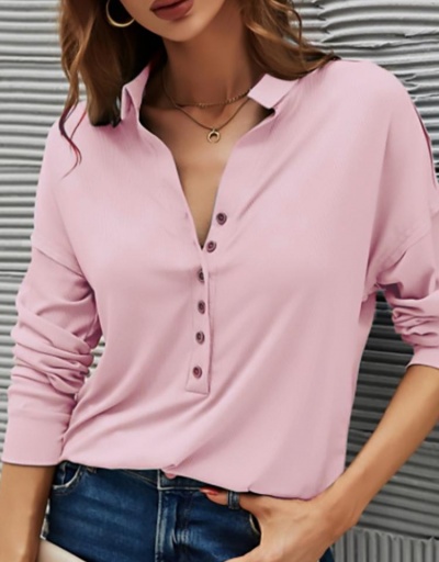 Replica Casual Button Down Long Sleeve Ladies Blouse Long Sleeve Turndown Collar #795369 $19.14 USD for Wholesale