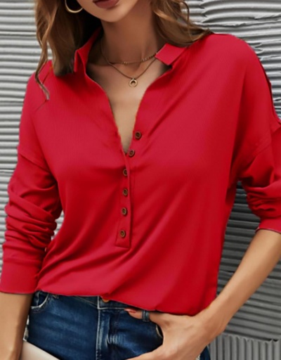 Replica Casual Button Down Long Sleeve Ladies Blouse Long Sleeve Turndown Collar #795369 $19.14 USD for Wholesale