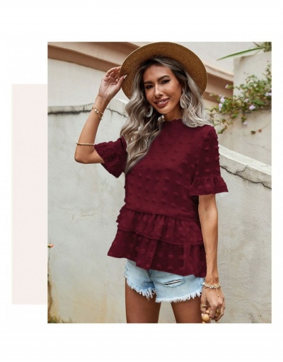 Replica Ladies Stylish White Chiffon  Ruffles Patchwork Blouse Short Sleeve O Neck #795376 $26.00 USD for Wholesale