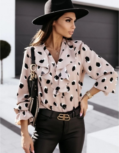  Women's Printing Ruffled Long Sleeve Blouses Long Sleeve V Neck #795377 $20.02 USD, Wholesale Fashion Blouses