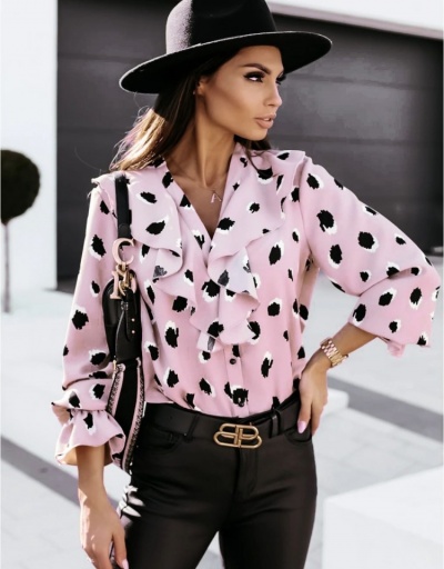 Replica  Women's Printing Ruffled Long Sleeve Blouses Long Sleeve V Neck #795377 $20.02 USD for Wholesale