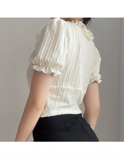 Replica Ladies Tie Wrap Puff Sleeve Tops Short Sleeve V Neck #795379 $22.68 USD for Wholesale