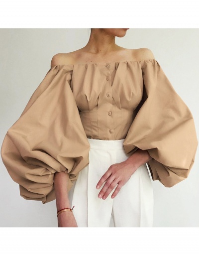   Fashion Pure Color Off Shoulder Puff Sleeve Blouse Long Sleeve Boat Neck #795381 $30.50 USD, Wholesale Fashion Blouses