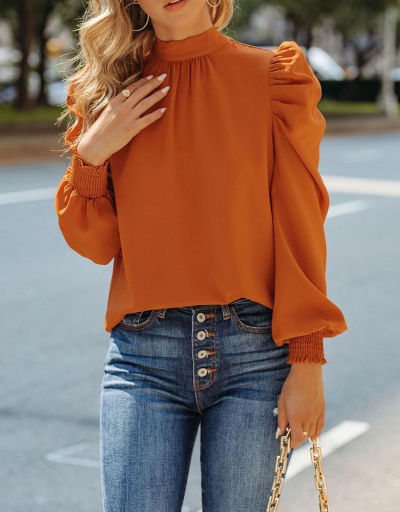 Mock Neck Tie Wrap Puff Sleeve Ladies Blouse Long Sleeve Mock Neck #795384 $19.50 USD, Wholesale Fashion Blouses