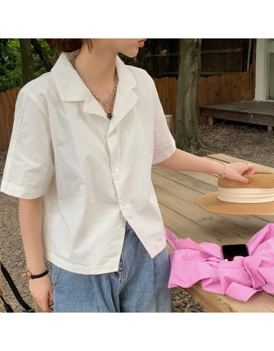  Summer Versatile Notch Collar Short Sleeve Blouses Short Sleeve Notch Collar #795385 $26.89 USD, Wholesale Fashion Blouses