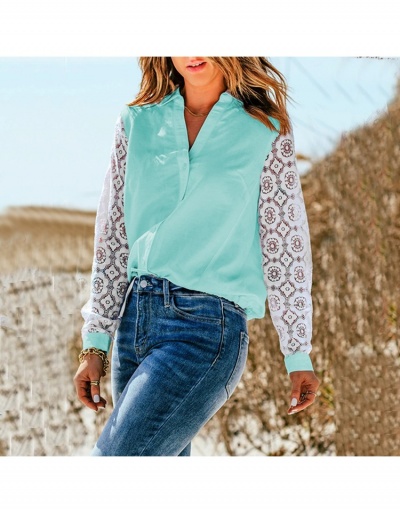 Replica Patchwork Long Sleeve V Neck Blouse For Women Long Sleeve V Neck #795387 $21.97 USD for Wholesale