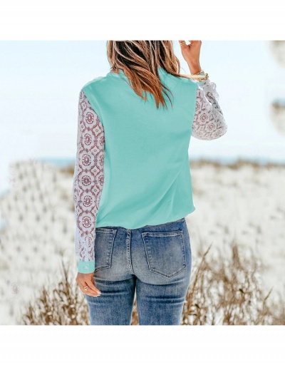 Replica Patchwork Long Sleeve V Neck Blouse For Women Long Sleeve V Neck #795387 $21.97 USD for Wholesale