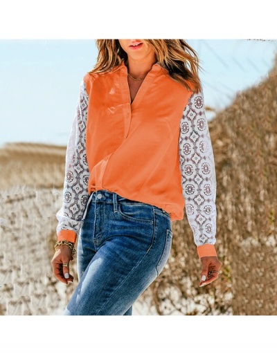 Replica Patchwork Long Sleeve V Neck Blouse For Women Long Sleeve V Neck #795387 $21.97 USD for Wholesale