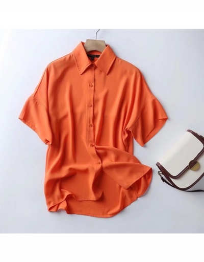 Replica Urban Casual Solid Color Short Sleeve Blouses Short Sleeve Turndown Collar #795391 $36.99 USD for Wholesale