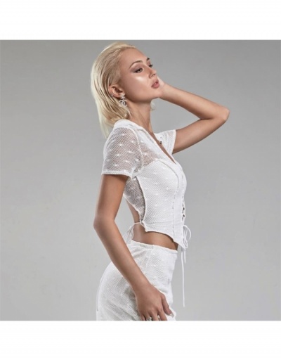 Replica  Summer Gauze See Through Hollowed Out Women's Top Short Sleeve V Neck #795394 $15.68 USD for Wholesale