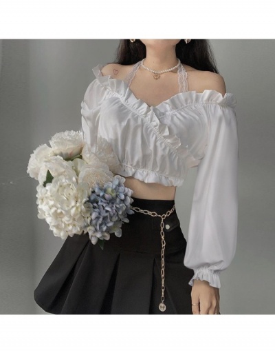 Replica Trendy White Halter Cold Shoulder Puff Sleeve Top Long Sleeve Halter #795395 $23.20 USD for Wholesale