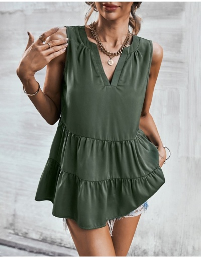 Ruffled  V Neck Sleeveless Loose Tops For Women Sleeveless V Neck #795405 $22.52 USD, Wholesale Fashion Blouses