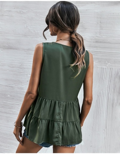 Replica Ruffled  V Neck Sleeveless Loose Tops For Women Sleeveless V Neck #795405 $22.52 USD for Wholesale