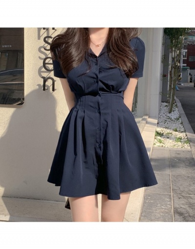 Replica  Retro Short Sleeve A Line Shirt Dress Short Sleeve Turndown Collar #795409 $32.45 USD for Wholesale