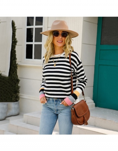 Replica  Casual Striped Crew Neck Long Sleeve Pullovers Long Sleeve Crew Neck #795415 $32.11 USD for Wholesale