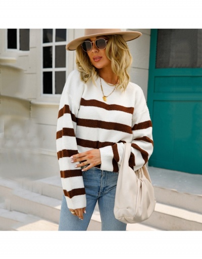 Replica  Loose Striped Knitting Women's Pullover Long Sleeve Crew Neck #795416 $33.03 USD for Wholesale