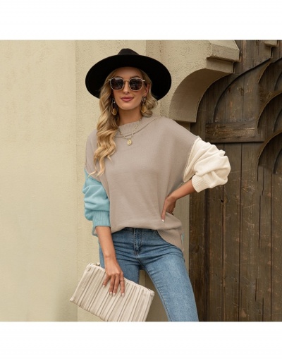 Casual Contrast Color Knitting Women's Crew Neck Pullover Long Sleeve Crew Neck #795419 $34.94 USD, Wholesale Fashion Sweaters &amp; Cardigans