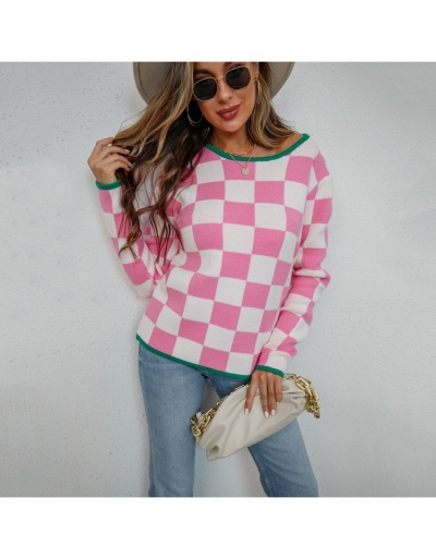  Fall Street Plaid Long Sleeve Pullover Top Long Sleeve Crew Neck #795420 $33.60 USD, Wholesale Fashion Sweaters &amp; Cardigans