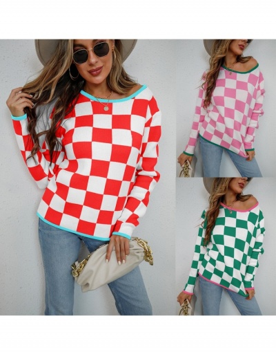 Replica  Fall Street Plaid Long Sleeve Pullover Top Long Sleeve Crew Neck #795420 $33.60 USD for Wholesale