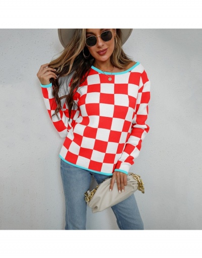 Replica  Fall Street Plaid Long Sleeve Pullover Top Long Sleeve Crew Neck #795420 $33.60 USD for Wholesale