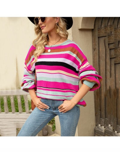  Casual Urban Striped Long Sleeve Pullover Top Long Sleeve Crew Neck #795421 $33.03 USD, Wholesale Fashion Sweaters &amp; Cardigans