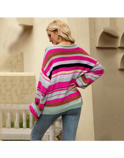 Replica  Casual Urban Striped Long Sleeve Pullover Top Long Sleeve Crew Neck #795421 $33.03 USD for Wholesale