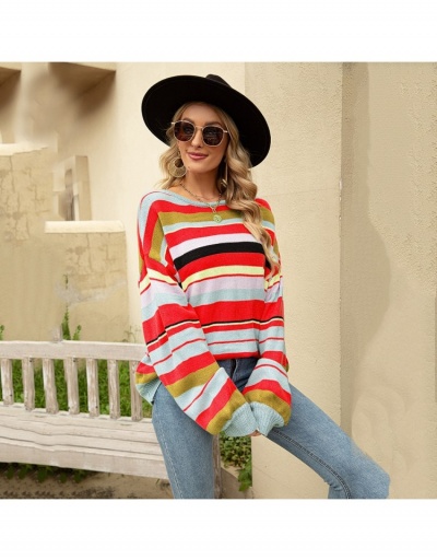 Replica  Casual Urban Striped Long Sleeve Pullover Top Long Sleeve Crew Neck #795421 $33.03 USD for Wholesale