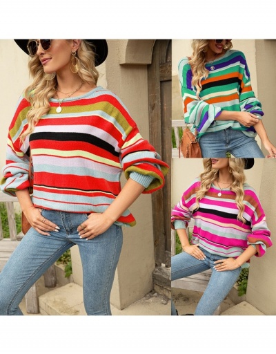 Replica  Casual Urban Striped Long Sleeve Pullover Top Long Sleeve Crew Neck #795421 $33.03 USD for Wholesale