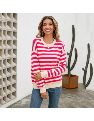 Replica  Fashion Crew Neck Knitting Striped Sweater Long Sleeve Crew Neck #795423 $32.50 USD for Wholesale