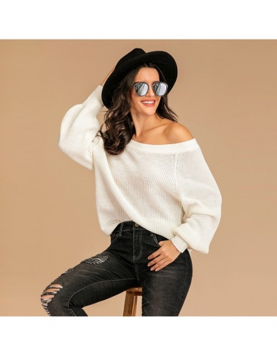 Replica  Knitting Pure Color Long Sleeve Loose Sweater Long Sleeve Boat Neck #795425 $40.53 USD for Wholesale