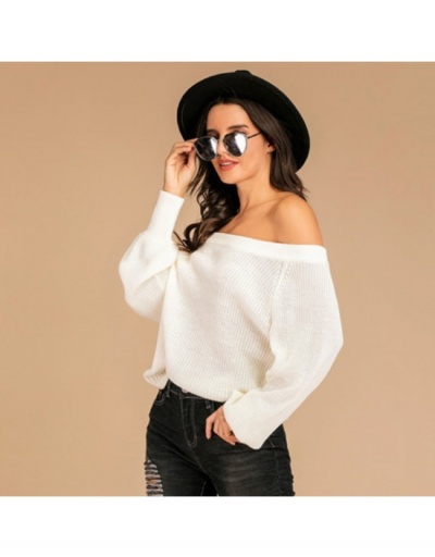 Replica  Knitting Pure Color Long Sleeve Loose Sweater Long Sleeve Boat Neck #795425 $40.53 USD for Wholesale