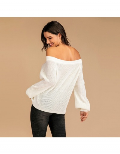 Replica  Knitting Pure Color Long Sleeve Loose Sweater Long Sleeve Boat Neck #795425 $40.53 USD for Wholesale