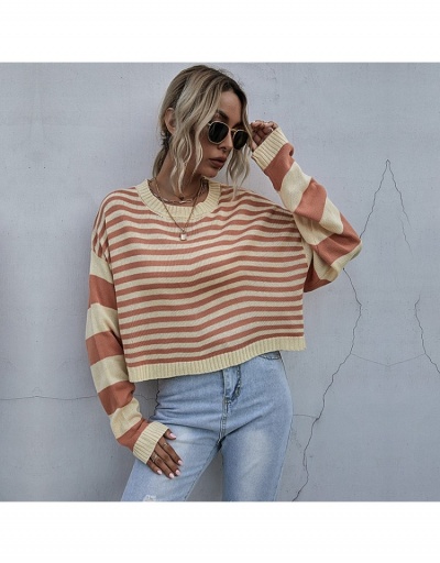 Replica Women Fashion Knitting Stripe Sweaters Long Sleeve Crew Neck #795428 $32.00 USD for Wholesale