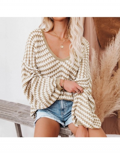 Replica Women Fashion Knitting Loose Sweaters  Long Sleeve V Neck #795429 $38.81 USD for Wholesale