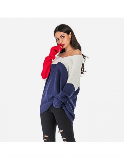 Replica Women Fashion Contrast Color Sweaters Long Sleeve Scoop Neck #795430 $31.93 USD for Wholesale