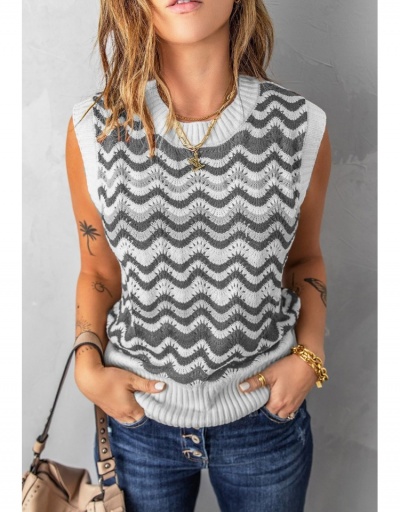 Replica Striped  Crew Neck Sleeve Sweaters For Women Sleeveless Crew Neck #795433 $22.82 USD for Wholesale