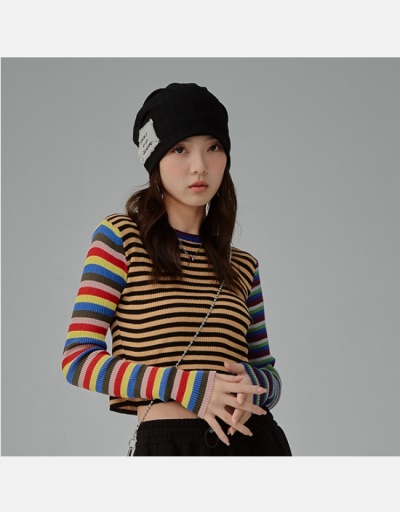 Replica Striped  Fall Long Sleeve Cropped Tops For Women Long Sleeve Crew Neck #795442 $23.85 USD for Wholesale