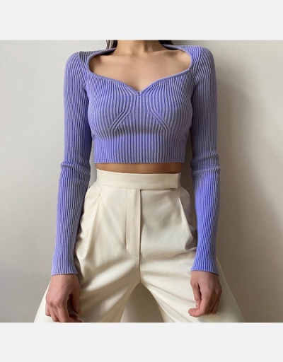 Chic Solid Long Sleeve Wool Weaving Cropped Tops Long Sleeve #795443 $21.01 USD, Wholesale Fashion Sweaters &amp; Cardigans