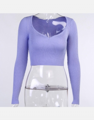 Replica Chic Solid Long Sleeve Wool Weaving Cropped Tops Long Sleeve #795443 $21.01 USD for Wholesale