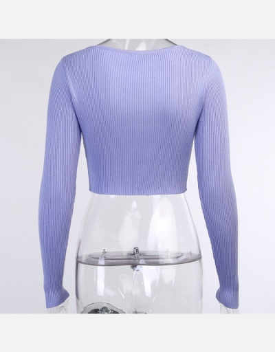 Replica Chic Solid Long Sleeve Wool Weaving Cropped Tops Long Sleeve #795443 $21.01 USD for Wholesale