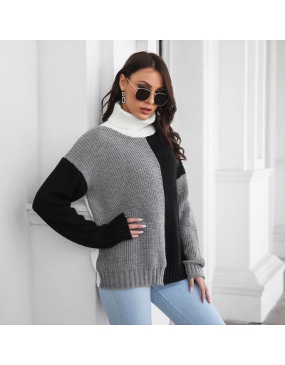 Replica Turtle Neck Contrast Color Long Sleeve Sweater Long Sleeve Turtle/High Neck #795444 $28.53 USD for Wholesale