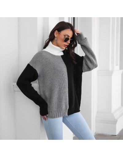 Replica Turtle Neck Contrast Color Long Sleeve Sweater Long Sleeve Turtle/High Neck #795444 $28.53 USD for Wholesale