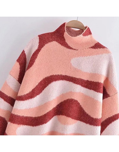 Replica Stand Collar Long Sleeve Jacquard Knit Women Sweater  Long Sleeve Turtle/High Neck #795450 $44.91 USD for Wholesale