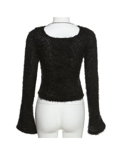 Replica Halter Chain Long Sleeve Plush Top Long Sleeve U Neck #795452 $30.38 USD for Wholesale