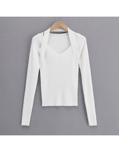 Replica Halter Knitting Long Sleeve Sweater Long Sleeve V Neck #795453 $37.63 USD for Wholesale