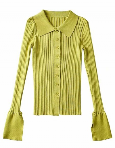 Replica Knitting Solid Button Up Long Sleeve Tops Long Sleeve Turndown Collar #795454 $33.80 USD for Wholesale