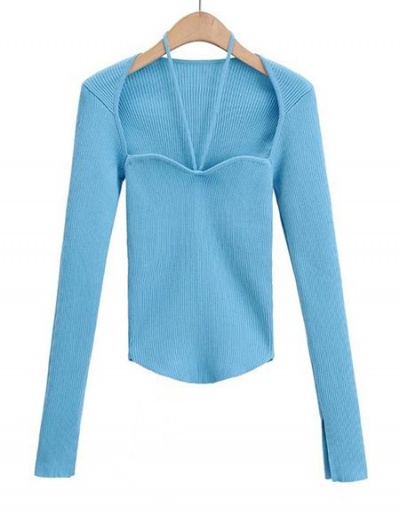 Latest Solid Halter Low Out Long Sleeve Tops Long Sleeve Halter #795455 $33.99 USD, Wholesale Fashion Sweaters &amp; Cardigans