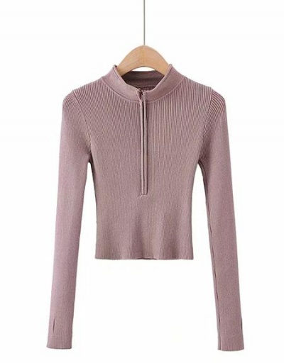 Replica Zipper Up Solid Casual Mock Neck Tops Long Sleeve Mock Neck #795458 $38.04 USD for Wholesale