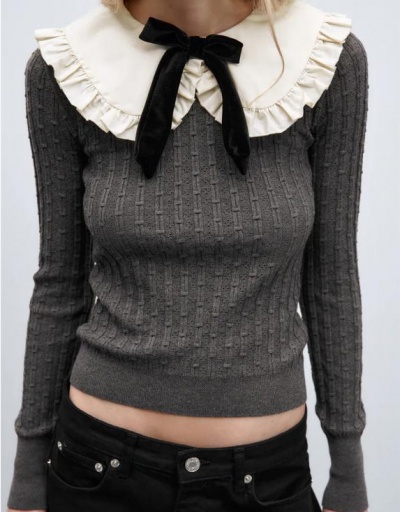 Sweet Doll Collar Long Sleeve Sweater Top Long Sleeve Doll Collar #795461 $47.32 USD, Wholesale Fashion Sweaters &amp; Cardigans